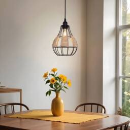 Living and Home Basketweave Rattan Pendant Light for Cozy Earthy Elegance in Natural