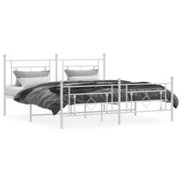 Berkfield Home Metal Bed Frame without Mattress with Footboard White 183x213cm - Size: 183x213 cm - thumbnail 1