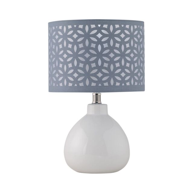 First Choice Lighting Tuscan - White Ceramic Lamp with Grey Cut Out Shade - image 1