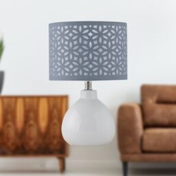 First Choice Lighting Tuscan - White Ceramic Lamp with Grey Cut Out Shade - thumbnail 5