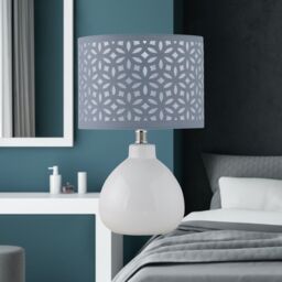 First Choice Lighting Tuscan - White Ceramic Lamp with Grey Cut Out Shade - thumbnail 6