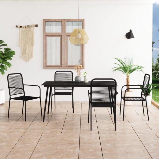 Berkfield Home 5 Piece Garden Dining Set Cotton Rope & Steel Black - image 1