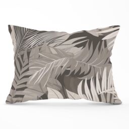 Warren Reed - Designer Grey Brown Tropical Leaves Cushions - Size: 60 cm x 60 cm - thumbnail 1