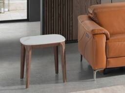 Angel Cerda Porcelain Marble & Walnut Square Side Table 50x50x51 in White - thumbnail 3