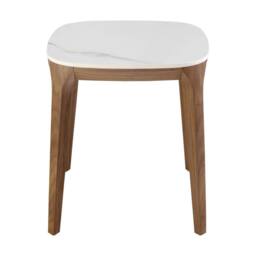 Angel Cerda Porcelain Marble & Walnut Square Side Table 50x50x51 in White - thumbnail 2
