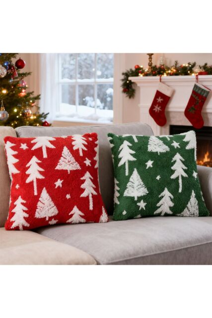 Living and Home 2Pcs Christmas Theme Decorative Throw Pillows - Size: 45 cm x 45 cm - image 1