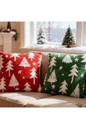 Living and Home 2Pcs Christmas Theme Decorative Throw Pillows - Size: 45 cm x 45 cm - thumbnail 4