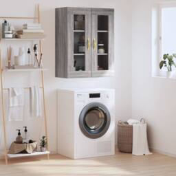Berkfield Home Wall Mounted Cabinet Grey Sonoma 69.5x34x90 cm - thumbnail 2