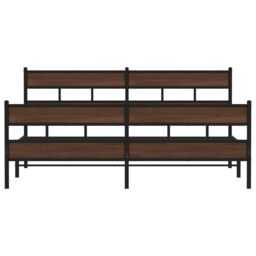 Berkfield Home Metal Bed Frame without Mattress Brown Oak 180x200 cm Super King - thumbnail 4