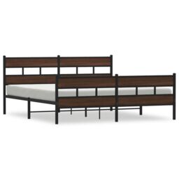 Berkfield Home Metal Bed Frame without Mattress Brown Oak 180x200 cm Super King - thumbnail 2
