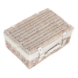 Red Hamper Wicker 35cm White Picnic Basket with Cotton Lining - thumbnail 3