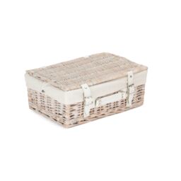 Red Hamper Wicker 35cm White Picnic Basket with Cotton Lining - thumbnail 2