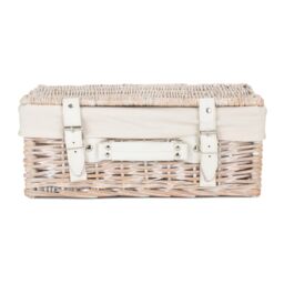 Red Hamper Wicker 35cm White Picnic Basket with Cotton Lining - thumbnail 4