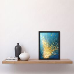 "Artery8 Spray Golden Wheat Acrylic Painting Teal Harvest Framed Art Print in Blue - Size: W12"" x H16""" - thumbnail 4
