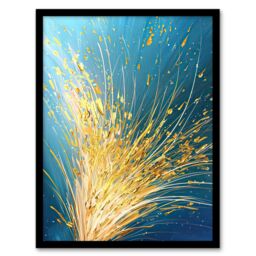 "Artery8 Spray Golden Wheat Acrylic Painting Teal Harvest Framed Art Print in Blue - Size: W12"" x H16""" - thumbnail 1