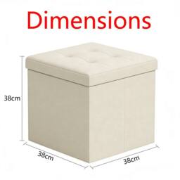 Dprodo Linen Storage Ottoman Folding Foot Rest Stool, 38cm x 38cm x 38cm in Beige - Size: 38 cm x 38 cm x 38 cm - thumbnail 4