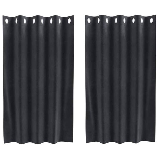 Berkfield Home Blackout Curtains with Eyelets 2 pcs Dark Grey Velvet - image 1