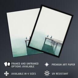 "Artery8 Wall Art Print The End Of The Pier By Amy Denver Minimalist Soft Pastel Calm Minimalism Simple Modern Artwork Art Framed - Size: W12"" x H16""" - thumbnail 2