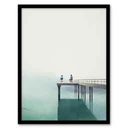 "Artery8 Wall Art Print The End Of The Pier By Amy Denver Minimalist Soft Pastel Calm Minimalism Simple Modern Artwork Art Framed - Size: W12"" x H16""" - thumbnail 1