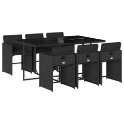 Berkfield Home Garden Dining Set - Black - PE Rattan - 6-seater - Foldable - thumbnail 2