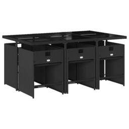 Berkfield Home Garden Dining Set - Black - PE Rattan - 6-seater - Foldable - thumbnail 3