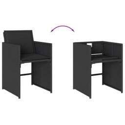 Berkfield Home Garden Dining Set - Black - PE Rattan - 6-seater - Foldable - thumbnail 6
