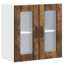 Berkfield Home Kitchen Wall Cabinet with Glass Door Lucca Smoked Oak Engineered Wood in Brown - thumbnail 3
