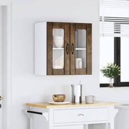 Berkfield Home Kitchen Wall Cabinet with Glass Door Lucca Smoked Oak Engineered Wood in Brown