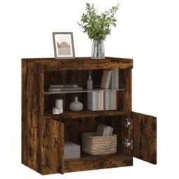 Berkfield Home Sideboard with LED Lights Smoked Oak 60x37x67 cm in Brown - Size: 60 x 37 x 67 cm - thumbnail 5