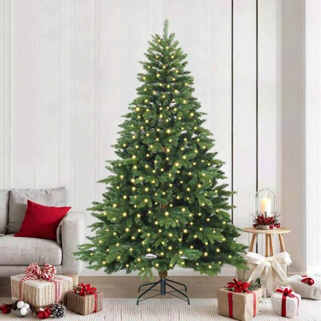 Berkfield Home Artificial Christmas Tree with 300 LEDs Green 240 cm PE & PVC - image 1