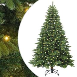 Berkfield Home Artificial Christmas Tree with 300 LEDs Green 240 cm PE & PVC - thumbnail 2