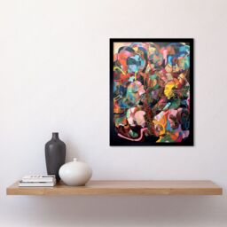 "Artery8 Wall Art Print Human Relationships Multicoloured Abstract Crowd Art Framed in Black - Size: W12"" x H16""" - thumbnail 2