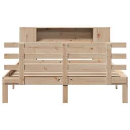 Berkfield Home Bookcase Bed without Mattress 135x190 cm Double Solid Wood Pine in Natural - thumbnail 4