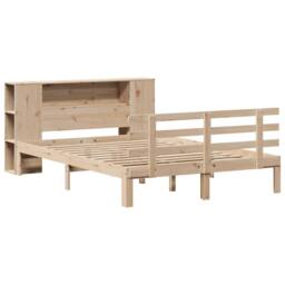 Berkfield Home Bookcase Bed without Mattress 135x190 cm Double Solid Wood Pine in Natural - thumbnail 3