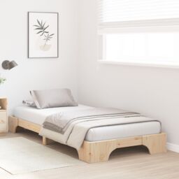 Berkfield Home Bed Frame Natural Solid pine wood 90 x 190 cm Ergonomic in Brown - thumbnail 5