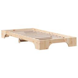 Berkfield Home Bed Frame Natural Solid pine wood 90 x 190 cm Ergonomic in Brown - thumbnail 8