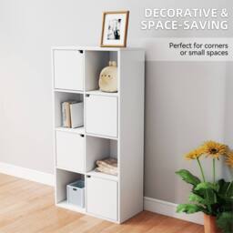 NESTLUNE 8 Cube Bookcase Shelving Display Shelf Storage in White - Size: 100 cm x 15 cm - thumbnail 3