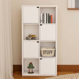 NESTLUNE 8 Cube Bookcase Shelving Display Shelf Storage in White - Size: 100 cm x 15 cm - thumbnail 6