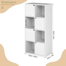 NESTLUNE 8 Cube Bookcase Shelving Display Shelf Storage in White - Size: 100 cm x 15 cm - thumbnail 2
