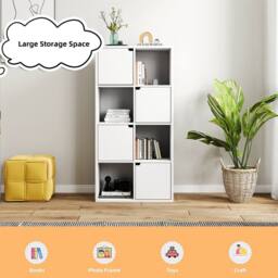 NESTLUNE 8 Cube Bookcase Shelving Display Shelf Storage in White - Size: 100 cm x 15 cm - thumbnail 5