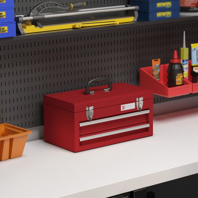 DURHAND Lockable Tool Chest with Ball Bearing Slide Drawers Red - Size: Large - image 1