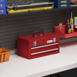 DURHAND Lockable Tool Chest with Ball Bearing Slide Drawers Red - Size: Large - thumbnail 1