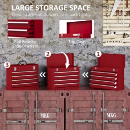 DURHAND Lockable Tool Chest with Ball Bearing Slide Drawers Red - Size: Large - thumbnail 5
