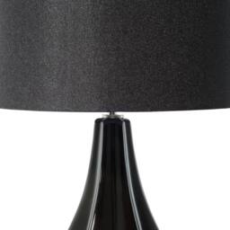 Wyld and Coco Glamour Table Lamp Black Porcelain Teardrop Base Drum Shade 60cm - thumbnail 4