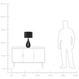Wyld and Coco Glamour Table Lamp Black Porcelain Teardrop Base Drum Shade 60cm - thumbnail 9