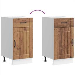 Berkfield Home Kitchen Base Cabinet Lucca Old Wood Engineered Wood in Brown - thumbnail 8
