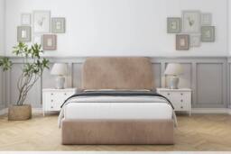 "Comfort Beds Diana Naples Bed Frame - 45"" Upholstered Headboard in Light Brown - Size: Double" - thumbnail 2