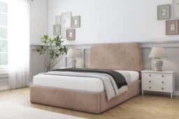 "Comfort Beds Diana Naples Bed Frame - 45"" Upholstered Headboard in Light Brown - Size: Double"