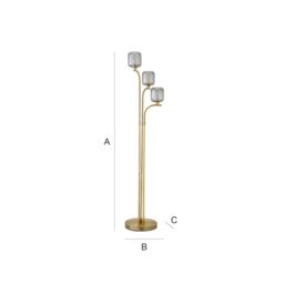 ValueLights Amelie Gold Stem 3 Way Ribbed Glass Lamp Floor Light with LED Bulbs - thumbnail 8