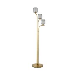 ValueLights Amelie Gold Stem 3 Way Ribbed Glass Lamp Floor Light with LED Bulbs - thumbnail 7